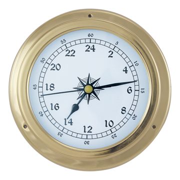 24hodinové hodiny mosazné – průměr 14,5 cm