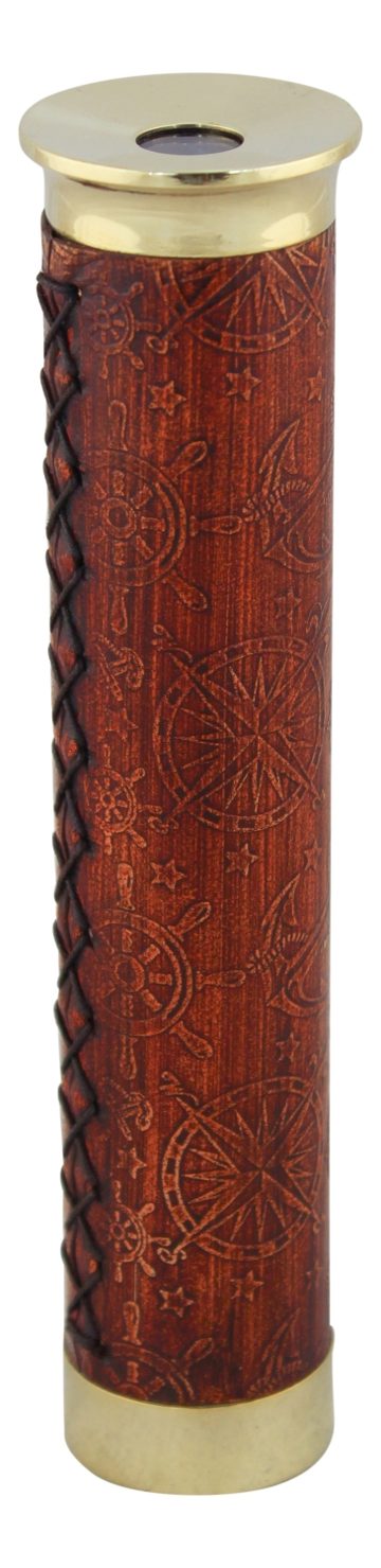 Kaleidoskop z mosazi a kůže – délka 17 cm
