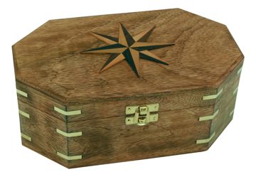Box na drobnosti, mangové dřevo a mosaz – 22,5 × 14 × 8,5 cm