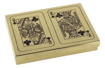 Krabička na karty mosazná se 2 balíčky (110 karet) – 14 × 10 × 2,3 cm