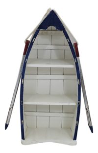 Police ve tvaru lodičky, malované dřevo, 3 přihrádky – 22 × 49 × 14,5 cm