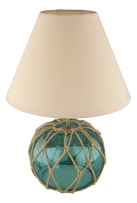 Lampa ve tvaru skleněného rybářského plováku, se stínidlem – výška 44 cm