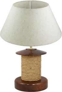 Lampa s lanem, dřevo, 230 V – výška 35 cm, bez stínidla