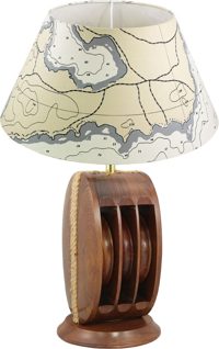 Lampa lodní kladka, dřevo, 230 V – výška 40 cm, bez stínidla