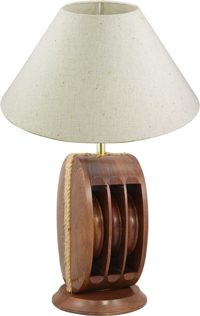 Lampa lodní kladka, dřevo, 230 V – výška 40 cm, bez stínidla