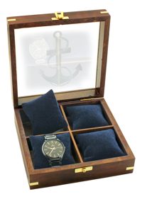 Box na hodinky nebo šperky, dřevo se sametovými polštářky – 19 × 19 × 7 cm
