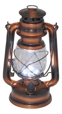 LED lucerna na baterie, železná, bronzová barva – výška 24,5 cm
