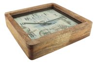 Nástěnné hodiny z mangového dřeva – 30,5 × 30,5 × 6,5 cm (9580)