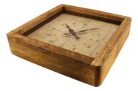 Nástěnné hodiny z mangového dřeva – 30,5 × 30,5 × 6,5 cm (9581)