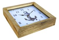 Nástěnné hodiny s kotvou z mangového dřeva – 30,5 × 30,5 × 6,5 cm