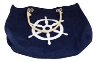 Nákupní taška z denimu s potiskem kotvy a kormidla – 48/60 × 14 × 47 cm