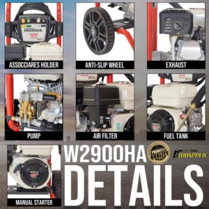 Waspper W2900HA benzínový vysokotlaký čistič, Honda, 5.5 HP, 213 bar/3.100 PSI - Obrázek 9