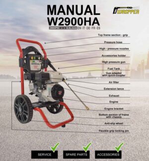 Waspper W2900HA benzínový vysokotlaký čistič, Honda, 5.5 HP, 213 bar/3.100 PSI - Obrázek 10