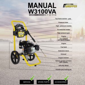 Waspper W3100VA benzínový vysokotlaký čistič, Peggas, 4.3 HP, 213 bar / 3.100 PSI - Obrázek 6
