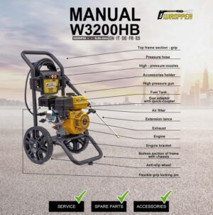 Waspper W3200HB benzínová vysokotlaková myčka, Peggas, 7,0 HP, 220 bar / 3 200 PSI - Obrázek 13