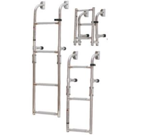 Nirosta skládací žebřík s plochými tyčemi- Š:25cm,2+1 schůdky - Obrázek 1