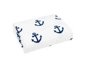 Plyšová deka bílá s kotvou 200 x 150 cm - Obrázek 2