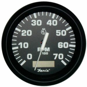 FARIA otáčkoměr 0-7000 s motohodinami - černý číselník v černém rámu - Obrázek 1