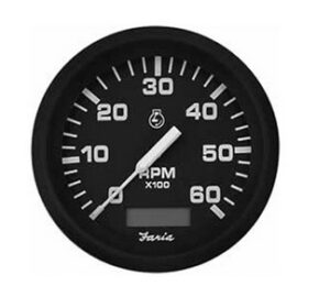 FARIA otáčkoměr 0-6000 s motohodinami - černý číselník v černém rámu - Obrázek 1