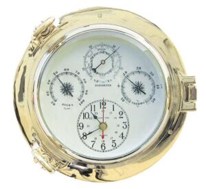 Hodiny, teploměr, barometr, vlhkoměr - lodní okno Φ 22 cm - Obrázek 1