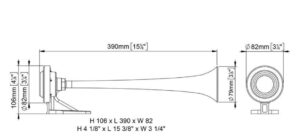 Plastový chromovaný klakson s kompresorem MA1-C - 12V - Obrázek 2