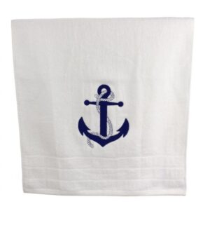 Osuška námořnická s kotvou 90 x 150cm bílá - Obrázek 2
