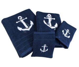 Ručník námořnický s kotvou 50 x 100 cm tmavě modrý - Obrázek 1
