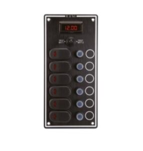 Ovládací panel se 6 spínači a digitálním voltmetrem