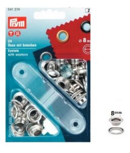 PRYM - Oka na krycí plachtu 8 mm včetně nářadí - set 24 ks