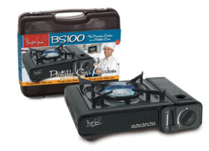 BRIGH SPARK Přenosný plynový kartušový vařič černý se zabudovanou kartuší - Obrázek 1