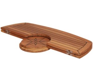 Teaková skládací stolová deska ve tvaru sudu s vložkou námořní hvězdy - 61 x 94 cm - Obrázek 1