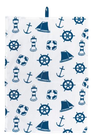 Lodní kuchyňská utěrka s námořním motivem - Obrázek 1
