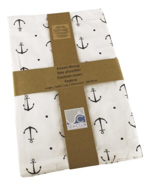 SEA-CLUB Bavlněný povlak na polštář bílý s motivem kotvy - 80 x 40 cm - Obrázek 3
